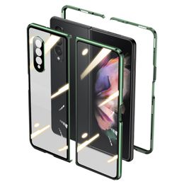 Metal Frame Cases For Samsung Galaxy Z Fold 3 Case Tempered Glass Privacy Magnetic Double Sided Anti Spy Protection Cover