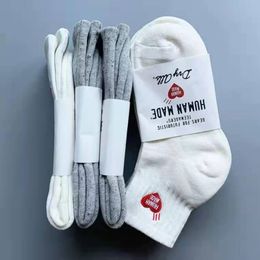 designer socks human japanese brand made polar bear embroidery sports solid Colour moistureabsorbing short white socks