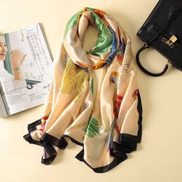 New Animal Parrot Pattern Fashion Joker Silk Scarf Imitate Shawl Dual Purpose Cheap Wholesale