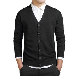 100% Cotton Vest Sweater Men Long Sleeve Men V Neck Sweaters Loose Solid Button Tops Fit Knitting Casual Style Clothing New L220730