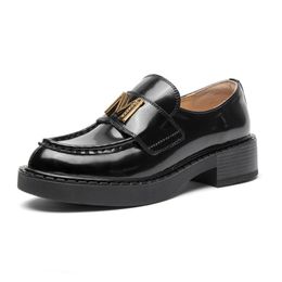Women Loafers Genuine Leather Latest British Style School Girl Shoes Fashion Thick-soled Round Toe Women Oxford Shoes