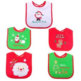 Baby Christmas Pattern Bibs Lunch Bibs Boys Girls Infants Cartoon Cloth for Children Self Feeding Care Waterproof Saliva Towel