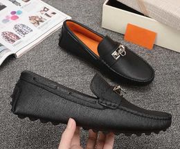 Designer-Luxury New H Mens Loafers Paris Genuine Leather Gommino Slip On Walk Wedding Business Drive Dress Classics Shoes Size 38-44