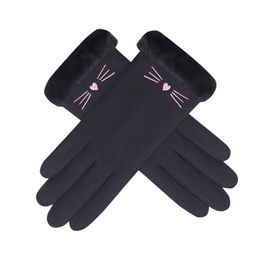 Five Fingers Gloves Women Mittens Winter Glove Gothic Emo Accessories Heated Lace Black Cashmere Guantes Calefactable Invierno Mujer #T1P