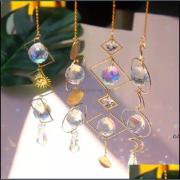 Party Decoration Event Supplies Festive Home Garden Colorf Crystals Suncatcher Hanging Sun Catcher With Chain Pendant Ornament Crystal Bal