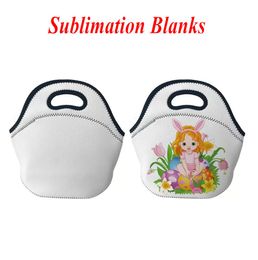 Sublimation Blanks Reusable Neoprene Tote Bag handbag Insulated Soft Lunch Bags With Zipper Design For Work & School FY3499 C0810