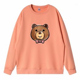 Women's Hoodies & Sweatshirts 2022 Winter Long Sleeve Sweatshirt Kawaii Clothing For Girls Anime Top Bear Print Oversized Christmas Pullover