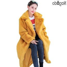 Faux Rabbit Fur Coat Winter Long Mink Fur Coat Women Loose OverCoat Luxury Thicken Warm Oversize Female Plush Coat T200507