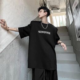 Men's T-Shirts Men Letter Printed Shoulder Pads Short Sleeve T-shirt Oversize Fashion Women Streetwear Hip Hop Loose Casual Tees ShirtsMen's