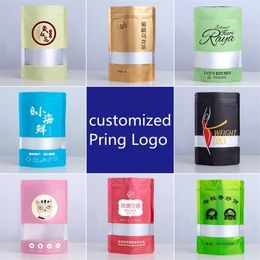 Customed Packaging Bags Print Color With Opening Window General Aluminum Foil Zip Self Standing High Quality 220704