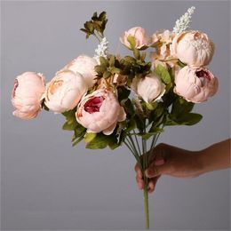 13 Heads Peony Silk Artificial Flowers Vintage Bouquet Fake Peonies Flowers for Home Table Centrepieces Wedding Decoration GC1309