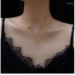 Pendant Necklaces Gold Plated Stainless Steel Multi Layers Double Rounds Pendants For Women Jewellery Star Beads Chain Necklace Woman1