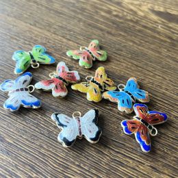 5pcs Cloisonne Vintage Butterfly Charms for Jewellery Making Handmade DIY Enamel Animal Pendant Women Copper Accessories Jewellery