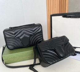 Black Chain designer bag Fashion Genuine Leather Cross body Bags Women High Quality Classic Quilted Shoulder bag Luxury Woman Handbag WOC purse Underarm Tote wallet