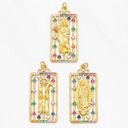 Pendant Necklaces 2022 Virgin Mary Necklace Gold Plated Color CZ Holy Death Board For Jewelry Making Supplies Pdta785Pendant