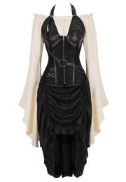 Bustiers & Corsets Gothic Off Shoulder Sexy Straps Shirt Corset Dress Slim Body Pirate Cosplay Dancing Costumes Elegant Fashion Victorian Sk