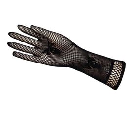 Five Fingers Gloves Fishnet For Women Mesh Ornament Creative Punk Full Finger Jacquard Cosplay Nightclub XmasFive