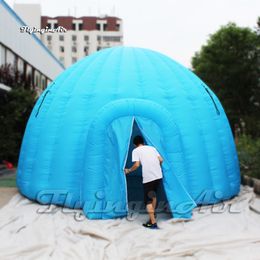 Conspicuous Blue Inflatable Dome Party Tent Circular Igloo With Blower For Advertisement And Trade Show Event