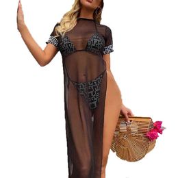 FS Sexy Women Tankinis Black Deep V Smock Bikini Set Halter Lace Up Bathing Suit Floral Print Triangle Swimwear Three Pieces New Y220420