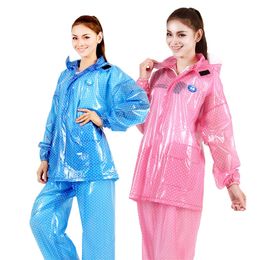 Transparent Fashion Men and Women Raincoat Rain Pants Suit Waterproof Rainstorm Transparent Motorcycle Riding Rainwear Adult R6 201015