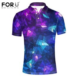 mens purple polo UK - Men's Polos Style Men Clothing Purple Geometric Light Pattern Printing Breathable Casual Beach Shirt Short Tops Ropa HombreMen's Men'sMen's