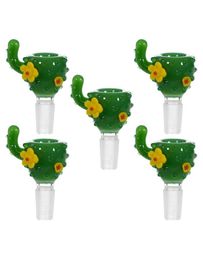 Vintage Cute CACTUS 14MM 18MM GLASS BOWL for bong water hookah Smoking pipe can put customer logo by DHL UPS CNE