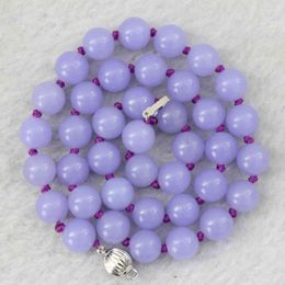 Purple Violet Natural Stone Jades Chalcedony 8mm 10mm 12mm Round Beads Fashion Diy Jewellery Necklace 18" B1025 Chains Morr22