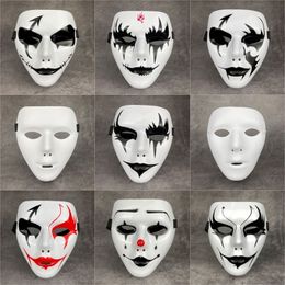 Kids Selling Halloween Props Masquerade Full Face Hip Hop Handpainted White Street Dance Men Adult Mask 220707