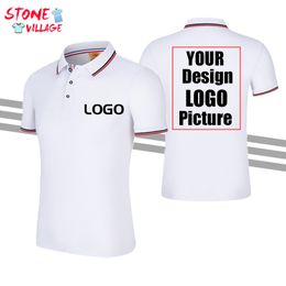 Printing Solid Color Lapel Polo Shirt Summer Fashion Breathable Work Men And Women Short sleeve Top Custom Embroidery 220722