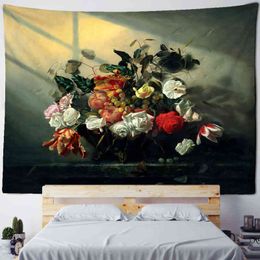 Tapestry Simple European Style Flower And Fruit Oil Paint Wall Carpet Psychedel