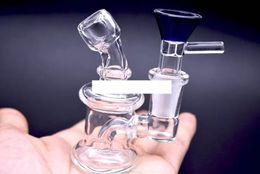 Dab Rigs Glass Beaker Bongs With 14mm Male funnel Glass Bowl 3 Inch Cheap Small Recycler Glass Water Bongs Pipes Oil Rigs