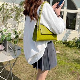 French Avocado Green Shoulder Bags for Women PU Leather Handbags Underarm Women's Envelope Bag 2022 Trend Female Even Design Bag G220531