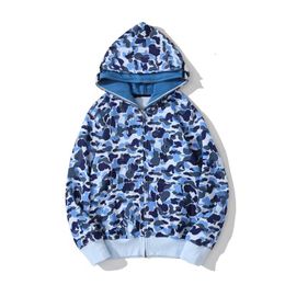 Designer Shark Mens hoodie Camouflage women popular tracksuit pattern Sportwear zip up hoodies high quality Jacket size 87
