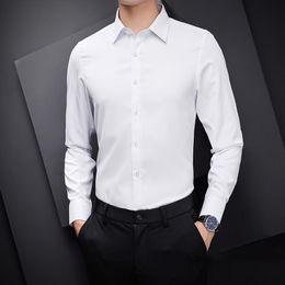 formal wear styles UK - Men's Dress Shirts Men's Long-Sleeved Shirt Summer 2022 Style White Business Formal Wear Casual ShirtMen's