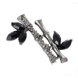 Pins Brooches 1 Pcs Metal Brooch Unisex Garment Accessory Chinese Style Crystal Bamboo Pin Rhinestone Plant Shaped Kirk22