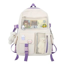 School Bags Girls Cute Kawaii Fashion Travel Children Casual Students Bookbag With Plush Pendant Daypack Shoulder Backpack College