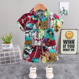 Clothing Sets Fashion Boy Baby Infant Clothes Summer Short Sleeve Printed Shirt Set For Holiday Beach Kids 1 2 3 4 5 YearsClothing