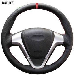 Hand Sewing Car Steering Wheel Cover For Ford Fiesta 20082016 2017 Ecosport 2014 2015 2016 2017 Braid on Steering Wheel J220808