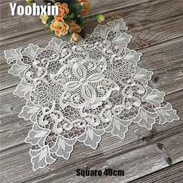 Modern white Lace Embroidery table place mat Christmas pad Cloth dish placemat cup mug dining tea coaster drink doily kitchen T200703