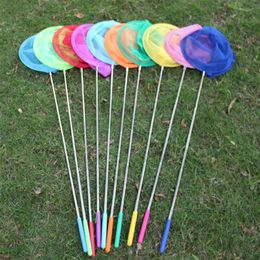 Childrens Fishing Net Rainbow Beach Retractable Kids Butterfly Insect Catching Small Fish Catching Net 220621