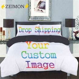 Zeimon 3d Printed Custom Bedding Set Polyester Home Textiles Twin Queen Size 2/3pcs Duvet Cover Sets with Black/grey Backside