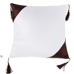 40x40cm Thermal transfer printing peachskin Blank Pillow case cover Empty sublimation Pillowcase with tails BBE13826