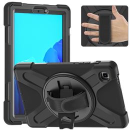Tablet Cases For Samsung Tab A7 Lite 8.7 T220 With 360 Degree Rotation Kickstand Design Shockproof Anti Fall Protective Cover Shoulder & Hand Strap