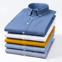 High Quality 100% Cotton Men Ox Shirt Casual Striped Or Plaid Long-Sleeved Shirts Button Collar Design Regular Fit 4XL 3XL 220401