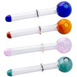 Headshop214 Y023 Smoking Pipe About 14cm Length 30mm OD Bowl Coloured Mouth Glass Pipes Smooth Airflow