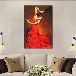 oil paintings portraits UK - Portrait art figure oil paintings Flamenco Spanish Dancer handmade abstract woman canvas picture for bedroom High quality237o