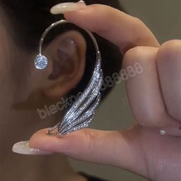 Gold Silver Color Metal Crystal Ear clip for Women Feather Butterfly Ear Cuff Women's Earrings Fashion Jewelry