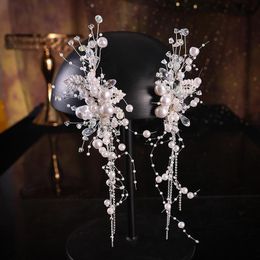 Headpieces Pair Bride Mori Pearl Crystal Hair Clips Tassel Wedding AccessoriesHeadpieces