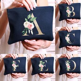 Cosmetic Bags & Cases Letter Flower Bridesmaid Portable Female Makeup Case Bridal Party Toiletries Organiser Storage Pouch Wedding Gifts