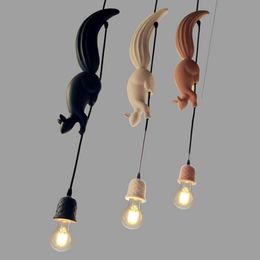 Pendant Lamps Children Kids Room Chandelier Resin Squirrel Lamp Loft Home Decor Industrial Retro ChandelierPendant